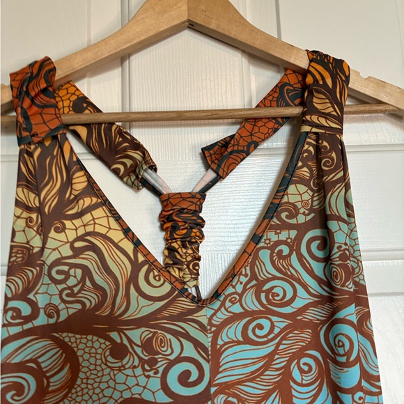 Bohemian Blue and Brown Maxi Jumpsuit - Picture 5 of 15